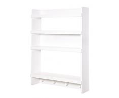 roba Wandregal Dreamworld 3, Wand-Garderobe mit 4 Haken und 4 Ablagen in weiß, Wandpanel für Babyzimmer, Kinderzimmer & Jugendzimmer