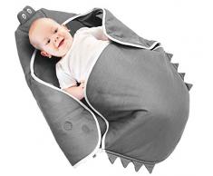 Wallaboo Einschlagdecke Coco, Sehr praktische und Kuschelweiche Babydecke, Die Babydecke mit niedlicher Tier Müster, 100% Baumwolle, 90 x 70 cm, Farbe: grau