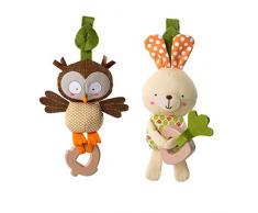 Bright Starts, Kinderwagenspielzeug mit Beißring, Eule oder Hase