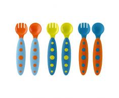 Boon MODWARE Kinderbesteck | BPA-, Phtalat- und PVC-freies Besteck Set mit Gabeln und Löffeln in farbenfrohem Design für Kleinkinder ab 9 Monate