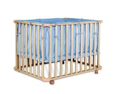 dibea BB00440, Babybett Holz Gitterbett (Matratzenmaß 90x60 cm), 3-stufig höhenverstellbar (blau)