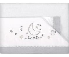 Pirulos A Dormir Bettwäsche-Set, 100 % Baumwolle, für Kinderbett, 60 x 120 cm, Weiß und Grau