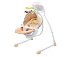 CARETERO Bugies Babyschaukel Babywippe Schaukelwippe drehbarer Sitz Timer elektronisches Mobile mit Lichern, Farbe: Beige