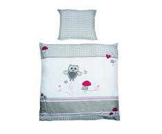 roba Wiegenbettwäsche, Wiegenset Kollektion Adam & Eule, Baby Bettwäsche 80 x 80 cm (Decke & Kissen), 100% Baumwolle, mehrfarbig, 2-teilig