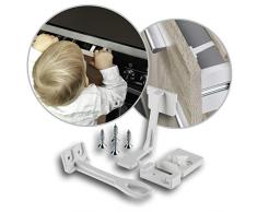 reer Schrank-Sicherung und Schubladen-Sicherung 3 Stück, zum schrauben, unsichtbar, vom schwäbischen Kindersicherheitsexperten, weiß