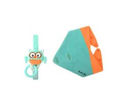 Die Hersteller des mouthie Handschuhe den Buddy Lätzchen, 3 in 1 Bandana Sabbern Lätzchen – Sensory Toy, Beißring, Plüsch Schnullerhalter (Eule)