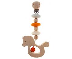 Hess Holzspielzeug 12819 - Wagenhänger Pferdchen, Mini Trapez aus Holz, für Babys ab 0 Monaten, nature orange, ca. 20 x 7 x 3,5 cm