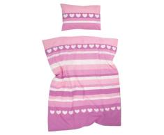 Herz Streifen Kuscheldecke Bettbezug und Kissenbezug Set