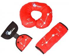 Altabebe AL4011-03 Travel Set: Nackenstütze, Gurtpolster und Auto-Sicherheitsgurtversteller, rot