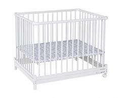 Geuther - Laufgitter Euro-Parc +, TÜV geprüft, höhenverstellbarer Laufstall, klappbar, gepolsterter Boden, Teppichrollen, 76 x 97 cm, weiß, Monster