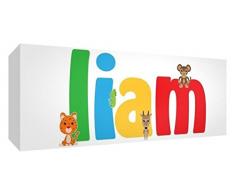 Feel Good Art Galerie verpackt Leinwandbild für Kinderzimmer, die Solide Front Panel rechteck Design Cute Illustrationen und personalisiert mit den Namen Boy (21 x 59 x 4 cm, mittel, Liam)