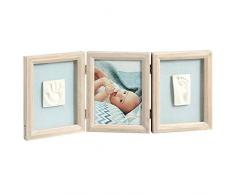 Baby Art - Bilderrahmen dreiteilig mit Gipsabdruck und Foto für Baby Fußabdruck oder Handabdruck, My Baby Touch, eckig, stormy