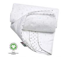Babydecke GOTS zertifiziert aus BIO-Baumwolle, 2-lagig, 130 x 130 cm - Kleckse blau und schwarz