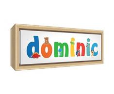 Little Helper Kunstdruck auf gerahmter Leinwand Holz natur, Position personalisierbar mit Namen kinderleicht Dominic 19 x 46 x 3 cm mehrfarbig