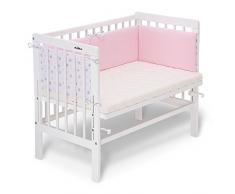 FabiMax 3896 Beistellbett BASIC weiß, inkl. Matratze CLASSIC und Nestchen Sterne klein, rosa