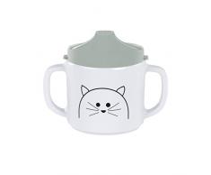 LÄSSIG Tasse Trinklernbecher Schnabeltasse Kinder Baby Kleinkind mit Henkeln rutschfest spülmaschinengeeignet Melamin, Little Chums Cat, grau