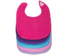 Bieco Baby und Klein-kind Lätzchen 10er mit Klettverschluss in tollen Farben für Mädchen und Jungen, Klettverschluss und doppelseitig mit außen Baumwolle, abwaschbar und wasserdicht, 38000289