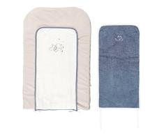 Noukies Wickelauflage Bao und Wapi, mit Bezug, Ozeanblau/Beige/Weiß