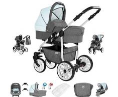 Friedrich Hugo PCS_BERLIN-DE-GEL-GW-09 Friedrich Hugo Berlin, 3 in 1 Kombi Kinderwagen, GEL Reifen, grau