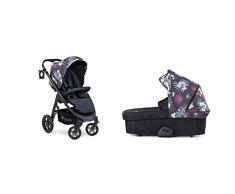 Hauck Saturn R Duoset All-Terrain Sportwagen + Beindecke + Babywanne, drehbar, bis 25 kg, Getränkehalter, höhenverstellbar, kompakt faltbar, kompatibel mit Babyschale, Wild Blooms