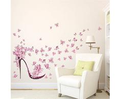 Wandaufkleber für Paare, Valentinstag, für Freundin, Schlafzimmerliebhaber Reference High-heeled Shoes Heart Butterfly