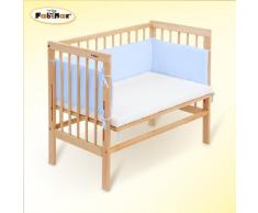 Beistellbett BASIC natur, inkl. Matratze CLASSIC und Nest Amelie blau