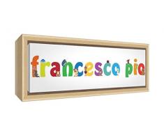 Little Helper Kunstdruck auf gerahmter Leinwand Holz natur, Position personalisierbar mit Namen von Jungen Francesco Pio 19 x 46 x 3 cm mehrfarbig