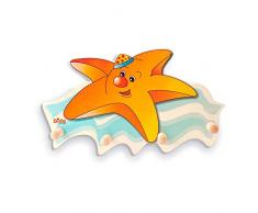 Dida - Wandgarderobe Für Kinder Aus Holz, Dekoriert Mit Einem Seestern Für Das Kinderschlafzimmer