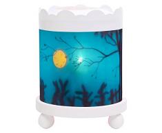 Trousselier - Schattenspiel - Nachtlicht - Magisches Karussell - Ideales Geburtsgeschenk - Farbe Holz weiß - animierte Bilder - beruhigendes Licht - 12V 10W Glühbirne inklusive - EU Stecker