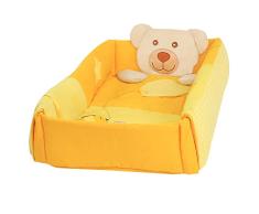 Krabbeldecke Erlebnisdecke Spieldecke Krabbeldecke Babygym Nestchen mit Spielbogen - 3 in 1, Farbe:Gelb, Motiv:Sleeping Bear mit Musik