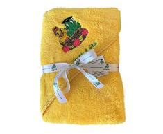 Freds Swim Academy 20522 Kapuzenhandtuch aus weichem Welsoft Polyester mit Fred & Gina Motiv, ca. 70 x 70 cm, gelb