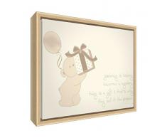 Feel Good Art eco-printed und gerahmt Kinderzimmer Leinwand mit Natur massiv Holzrahmen (64 x 44 x 3 cm, groß, cremefarben, Heute ist ein Geschenk)