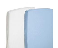 2 x Jersey Spannbettlaken für Babybett Blatt 140 cm x 70 cm 100% Baumwolle Weiß/Blau