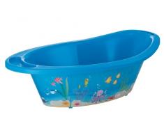 Rotho Babydesign Ocean StyLe! Badewanne, Mit Antirutschmatte und Ablaufstöpsel, 0-12 Monate, StyLe!, Blau, 20211012576