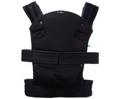 Wallaboo Babytrage Ease, Kompakte Bauch und Hüfttrage, Praltische Ergonomische Baby- und Kindertrage, Geeignet für Neugeborene, 2 Tragepostionen, 100% Baumwolle, Farbe: Schwarz / Grau