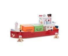 New Classic Toys 10900 - Holzspielzeug, Containerschiff