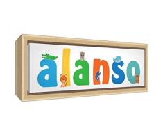 Little Helper Kunstdruck auf gerahmter Leinwand Holz natur, Position personalisierbar mit Namen kinderleicht Alanso 19 x 46 x 3 cm mehrfarbig