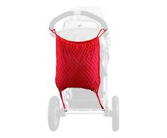 sunnybaby 12176 - Einkaufsnetz, Universalnetz für Jogger - Kinderwagen | mit praktischem Sichtschutz/Innenfutter | universeller Ankerverschluss - Farbe: ROT | Qualität: MADE in GERMANY