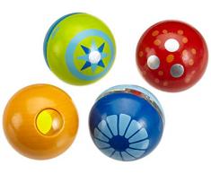 Haba 3571 - Entdeckerkugeln, 4er Set, Motorikspielzeug aus Holz für Babys und Kleinkinder ab 1 Jahr, geeignet für Meine erste Kugelbahn und Kullerbü-Bahnen von Haba