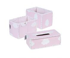 roba Pflege Organiser Set Kleine Wolke rosa, 3tlg, Aufbewahrungsbox Set, 2 Boxen für Windeln & Wickelzubehör, 1 Dekobox für Feuchttücher, Babyzimmer Deko