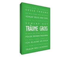 Little Helper DRBG128-21G Feel Good Art Wandschmuck Leinwand im Modernen Typographischen Stil Träume Groß, 30 x 20 cm, grün