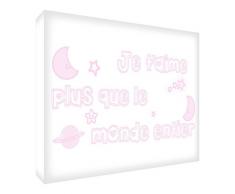Feel Good Art Ich liebe dich mehr als der ganzen Welt Leinwand auf Rahmen Wandtattoo, Hellrosa, 40 x 30 cm