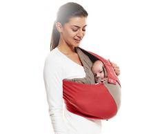 Wallaboo Baby Tragetuch Connection, 100% Baumwolle, Passt sich der Form Ihres Baby genau an, Atmungsaktiv, Weich, Ergonomische Babytragetuch, Für Neugeborene und Babys bis 15 kg, Farbe: Rot / Taupe