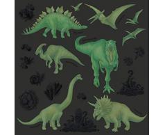 Decowall DS-8034G Wandaufkleber für Kinder, Motiv Dinosaurier, leuchtet im Dunkeln, ablösbar, für Kinderzimmer, Schlafzimmer, Wohnzimmer (klein)