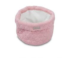Jollein - StoffkorbFancy Knit Blush Pink 20x20x12cm - Aufbewahrungsbox in rosa - Stoff Box für Wickelkommode & Babyzimmer - Strick Korb aus Baumwolle - Stoffkörbchen Wickeltisch