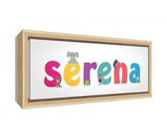 Little Helper Kunstdruck auf gerahmter Leinwand Holz natur, Position personalisierbar mit Namen Mädchen Serena 25 x 63 x 3cm mehrfarbig