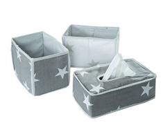 roba Pflege Organiser Set Little Stars, 3tlg, Aufbewahrungsbox Set, 2 Boxen für Windeln & Wickelzubehör, 1 Dekobox für Feuchttücher