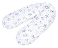 Julius Zöllner 4670016130 Stillkissen mit Perlenfüllung, bedruckte Baumwolle, Häschen und Eule, 190 cm