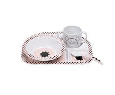 LÄSSIG Kindergeschirr Set mit Schüssel Tasse Löffel Teller rutschfest Melamin/Dish Set Little Chums Mouse, rosa