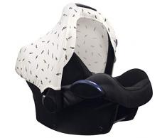 Original Dooky Hoody Sonnenschutz Sonnenverdeck für Babyschalen oder Kinderwagen (Design: Black Feather, inkl. UV-Schutz 40+, Altersgruppe 0+, Universal geeignet für die meisten Marken)